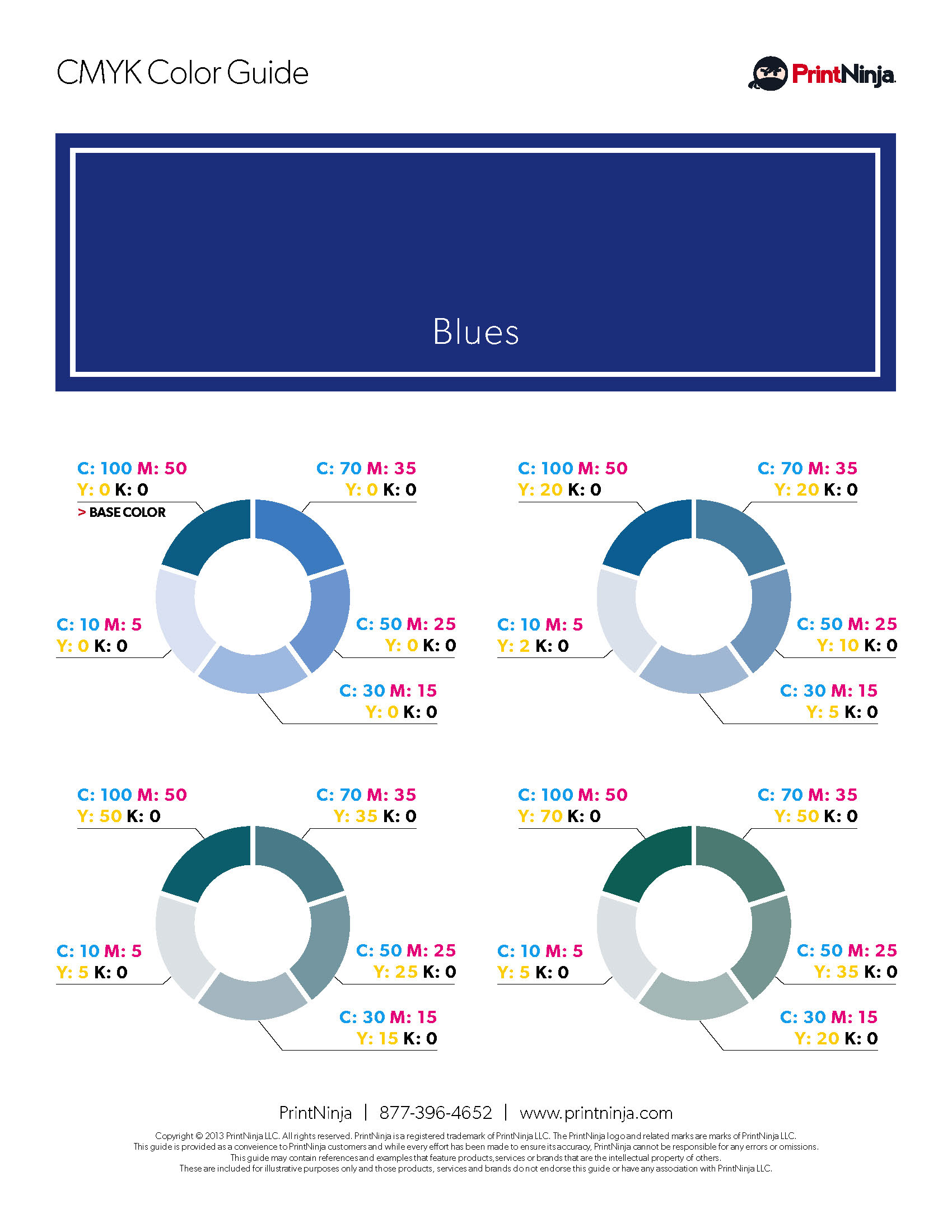 Blue CMYK Suggested Color Ink Values Guide
