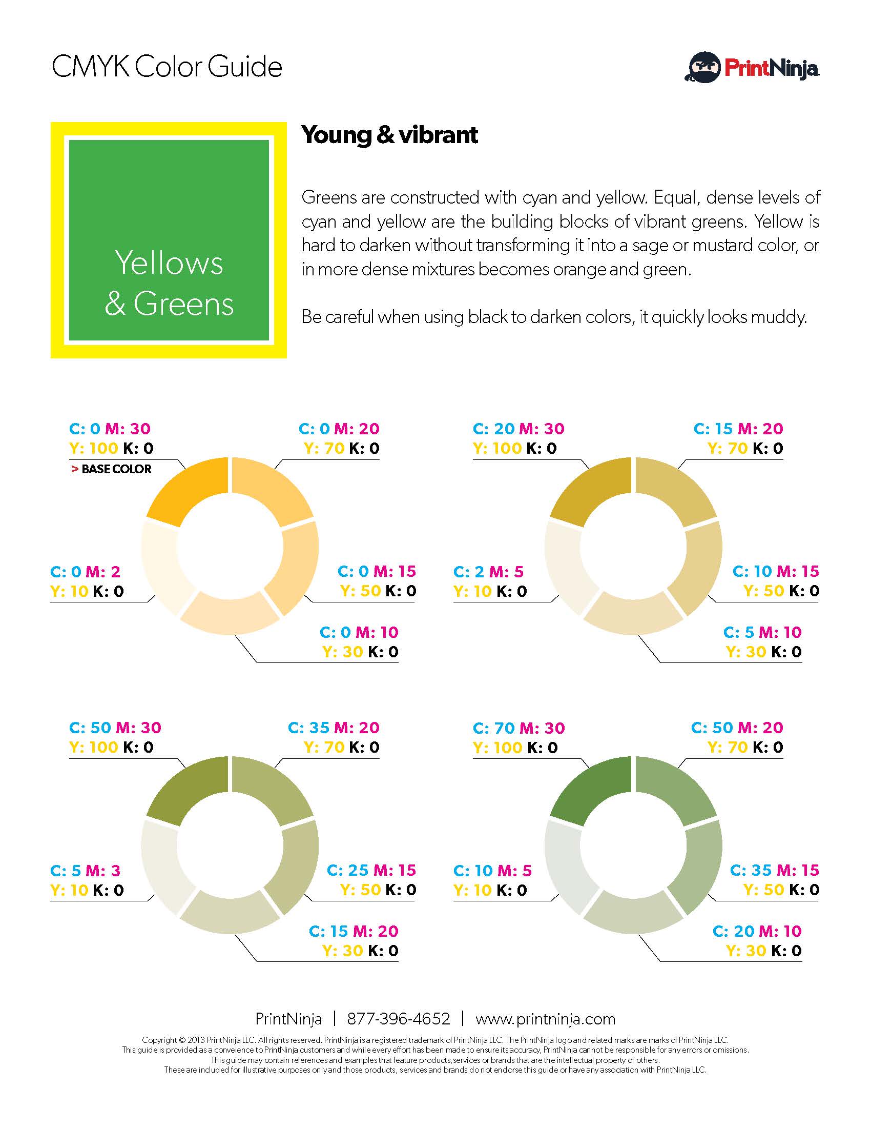 Yellow Green CMYK Suggested Color Ink Values